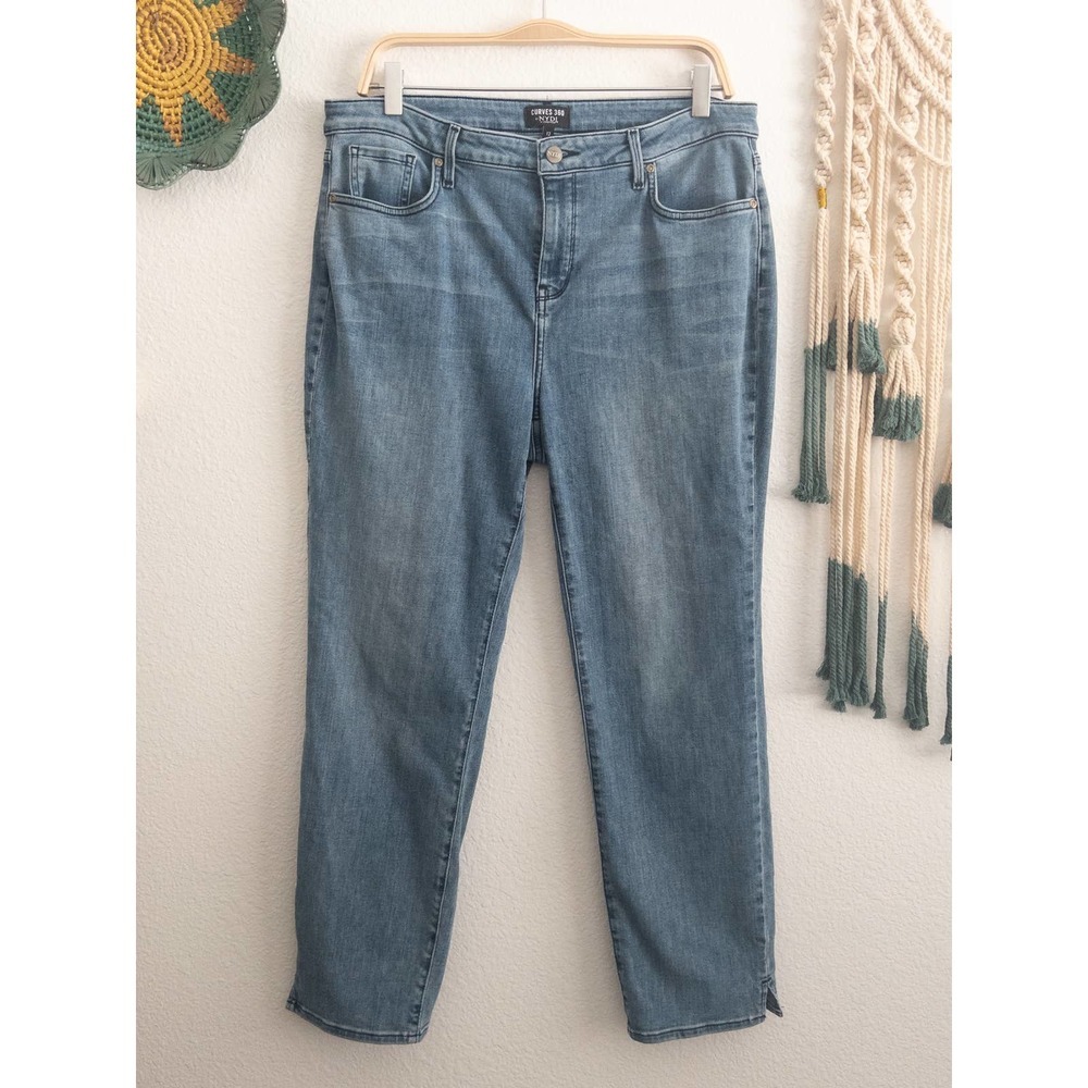 Nydj Curves 360 Slim Straight Blue Denim Jeans 12